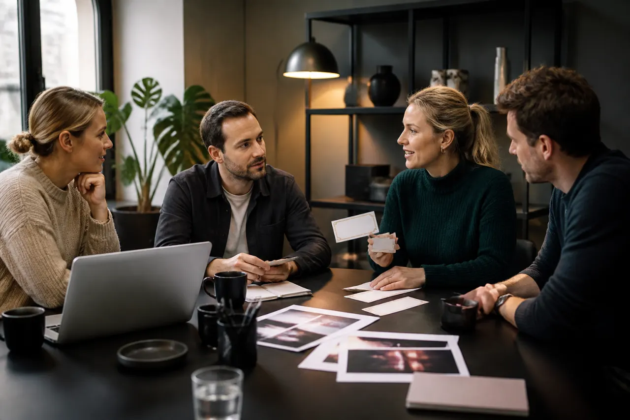 Företagsaktivitet med show med scen, publik och biljettinformation