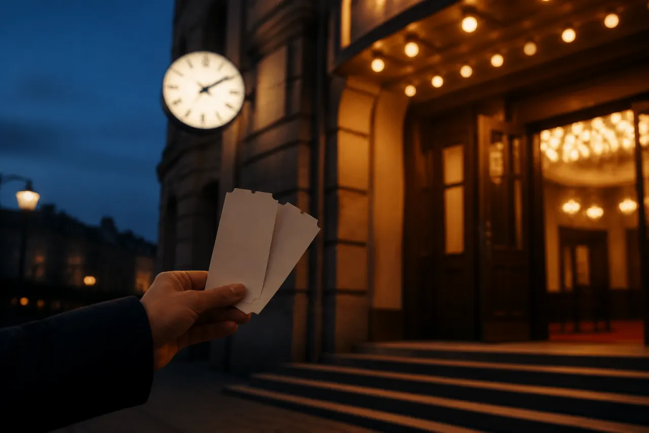 Sista minuten showbiljetter med scen, publik och biljettinformation