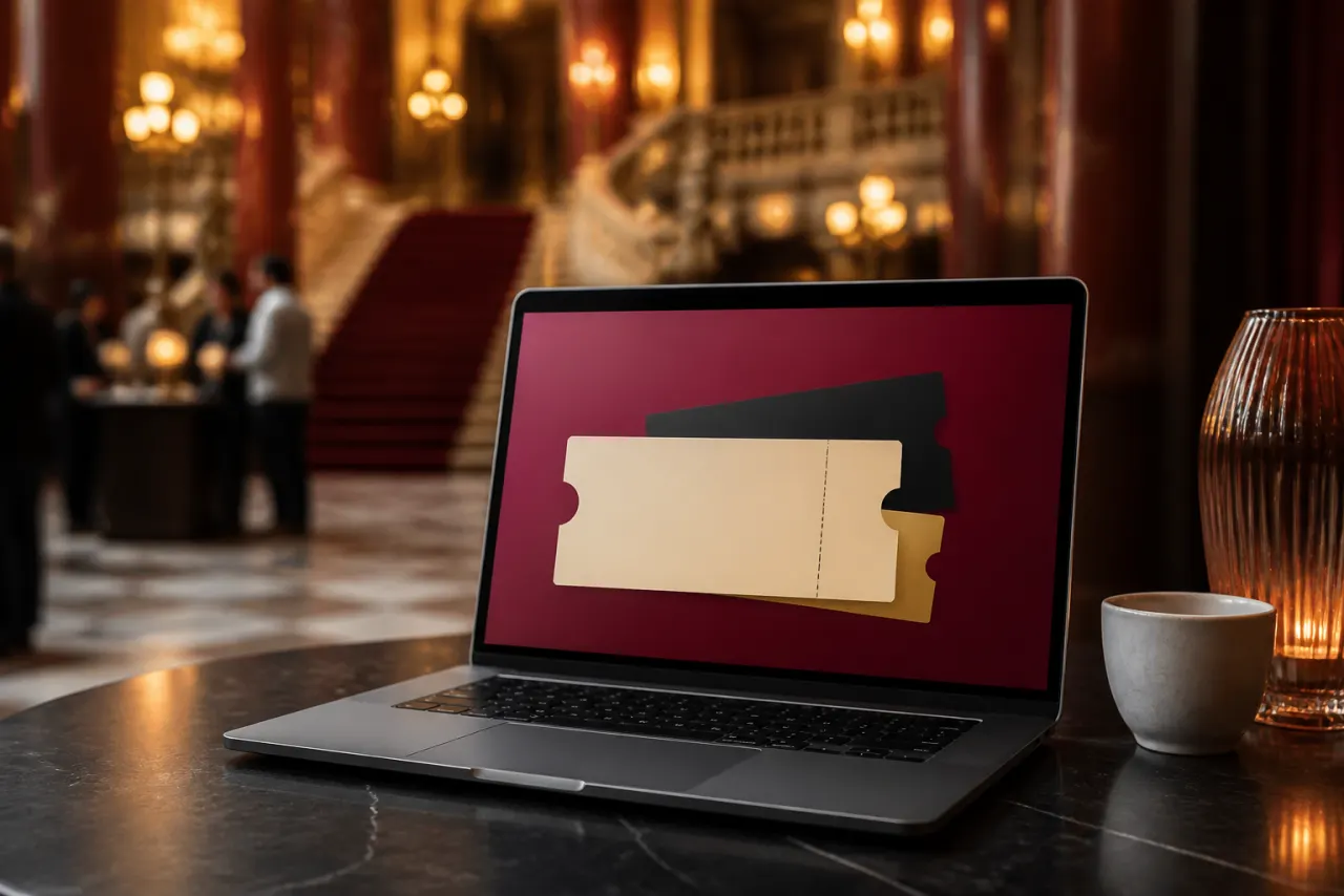 Teaterbiljetter online med scen, publik och biljettinformation